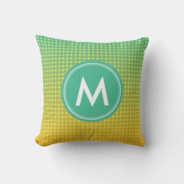 Green and Orange Summer Citrus Blend Name Monogram Cushion (Front)