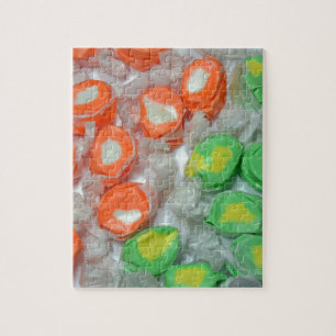 Green and orange taffy candy jigsaw puzzle
