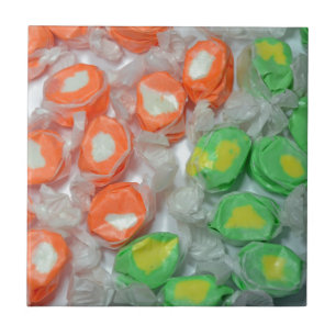Green and orange taffy candy tile