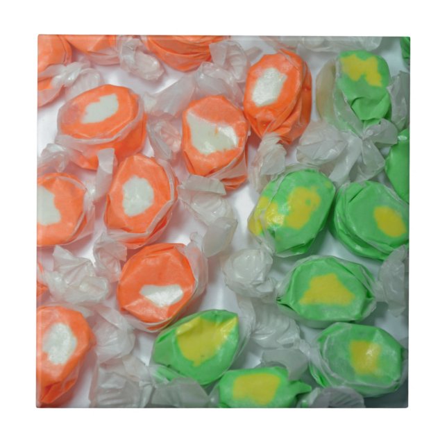 Green and orange taffy candy tile (Front)