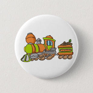 Green and Orange Train 6 Cm Round Badge
