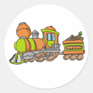 Green and Orange Train Classic Round Sticker