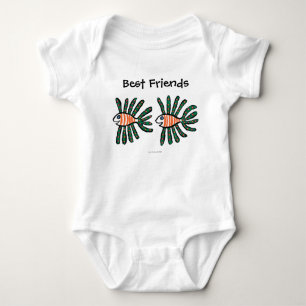Green and Orange Twin Fin Fish Baby Bodysuit
