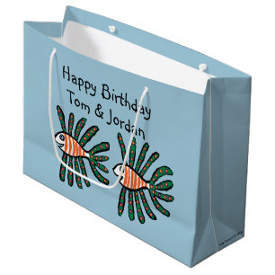 Green and Orange Twin Fin Fish Large Gift Bag