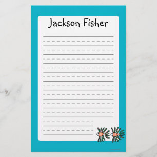 Green and Orange Twin Fin Fish Stationery