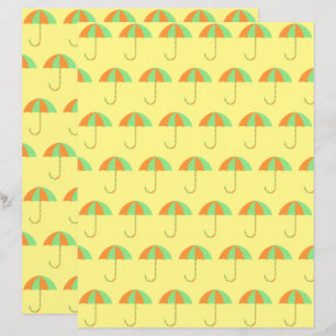 Green and Orange Umbrellas Baby Scrapbook Paper