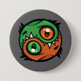Green and Orange Yin Yang Dragons 7.5 Cm Round Badge