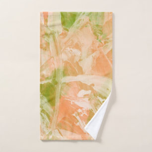 Green and Peach Abstract Hand Towel