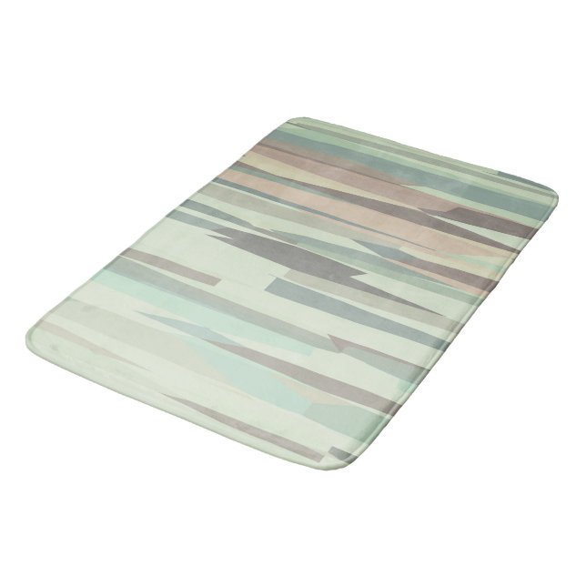 green and peach Abstract Stripes Bath Mat (Angled)