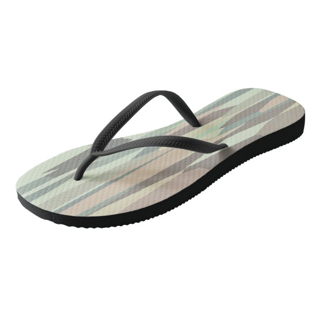 green and peach Abstract Stripes Flip Flops (Angled)