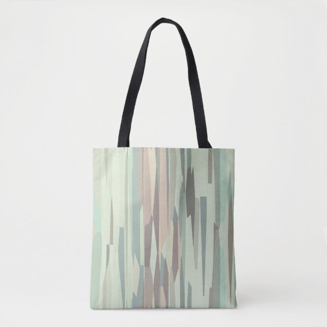 green and peach Abstract Stripes Tote Bag (Front)
