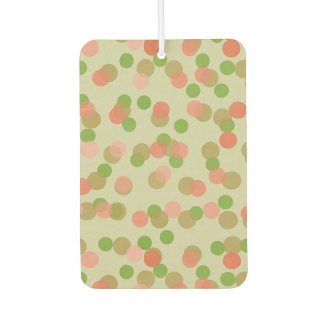 Green and Peachy Pink Polka Dots Car Air Freshener (Front)