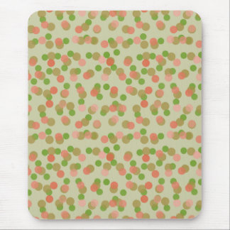 Green and Peachy Pink Polka Dots Mouse Mat