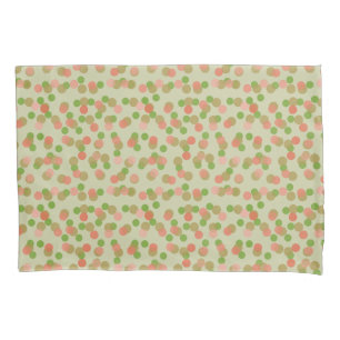 Green and Peachy Pink Polka Dots Pillowcase