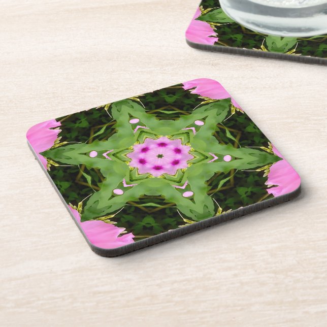 GREEN AND PINK ABSTRACT DRAWING. SAMER BRASIL. 4 COASTER (Left Side)