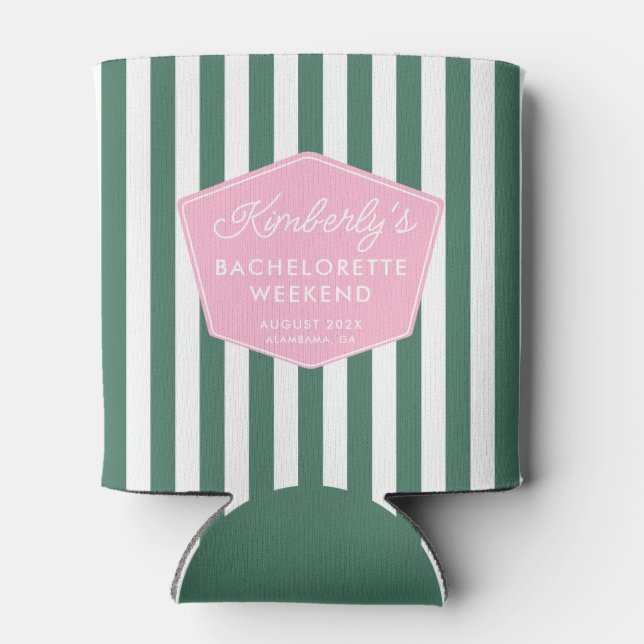 Green And Pink Beverly Hills Bachelorette Party Can Cooler (Back)