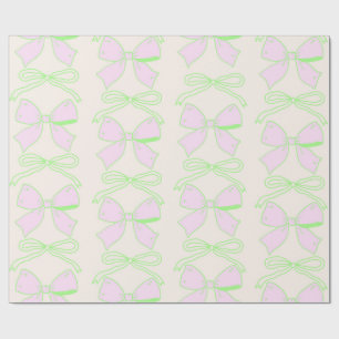 Green and Pink Bow Coquette Aesthetic Coquette Bow Wrapping Paper