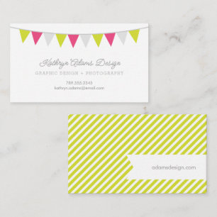 Green and Pink Bunting Banner Business Card
