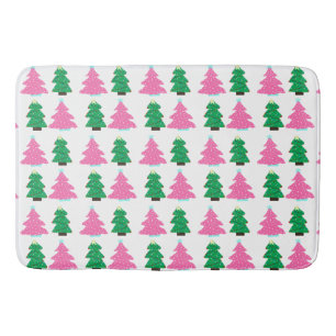 Green and Pink Christmas Trees  Bath Mat