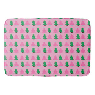Green and Pink Christmas Trees  Bath Mat
