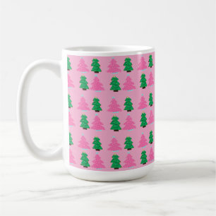 Green and Pink Christmas Trees Coffee Mug
