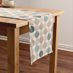 Green and Pink Connected Circle Pattern Long Table Runner