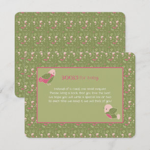 Green and Pink Cute Birds Books for Baby Enclosure Card