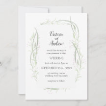 Green and Pink Delicate Floral Wedding Invitations