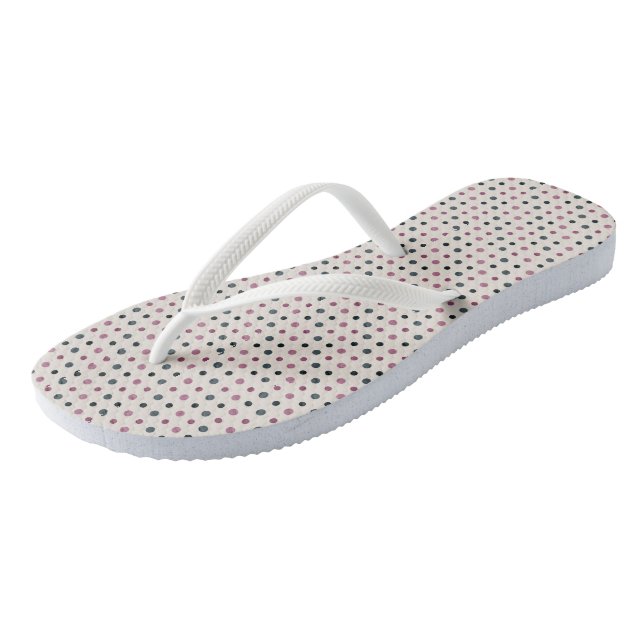 Green and Pink Dots Flip Flops (Angled)