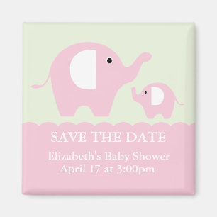 Green and Pink Elephants Magnet
