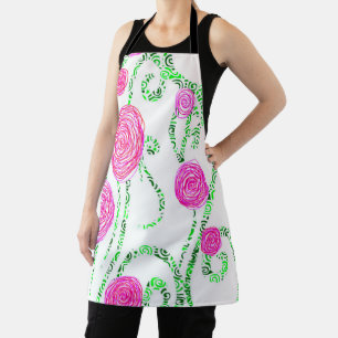Green and Pink Floral Apron