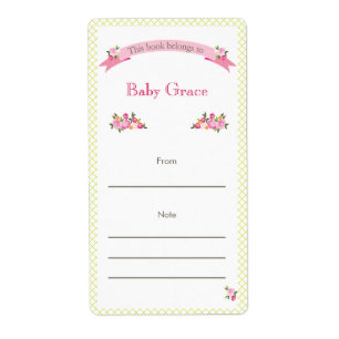 Green and Pink Floral Bookplate