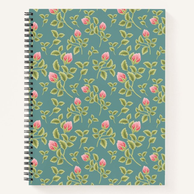 Green and Pink Floral  Notebook (Front)
