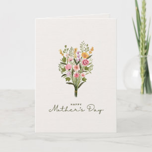 Green and Pink Floral Watercolor Mother's Day Card