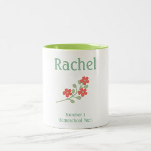 Green and Pink Flower Homeschool Mum Two-Tone Coffee Mug