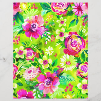 Green and pink flower pattern scrapbook paper