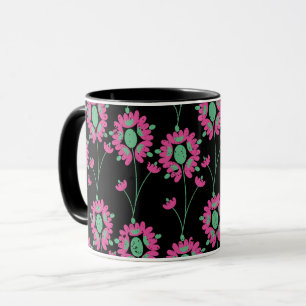 Green and Pink Flowers Seamless Pattern Mug