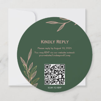 Green and Pink Gold Leaf RSVP Card 2