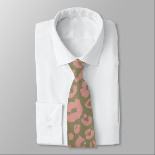 Green and Pink Leopard Pattern Tie