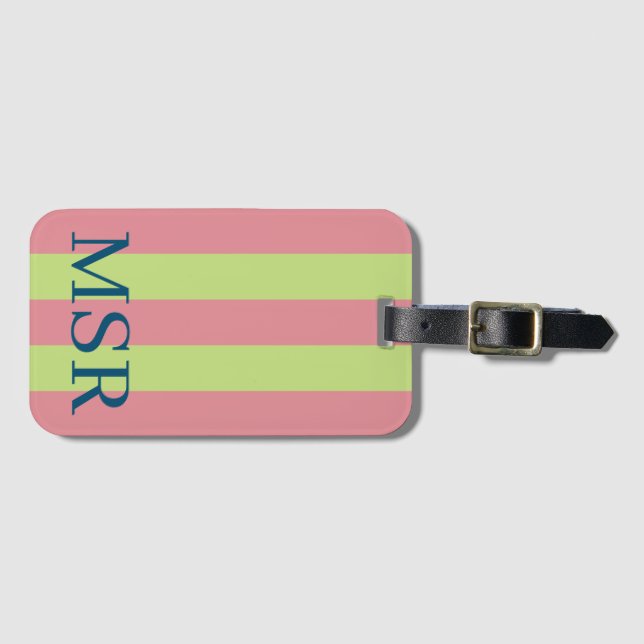 Green and Pink Luggage Tag (Front Horizontal)