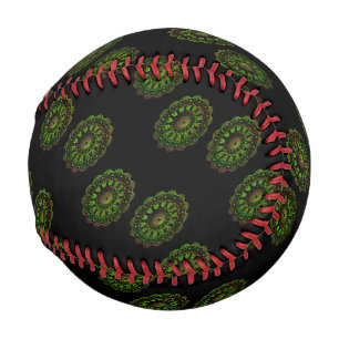 green and pink mandala baseball