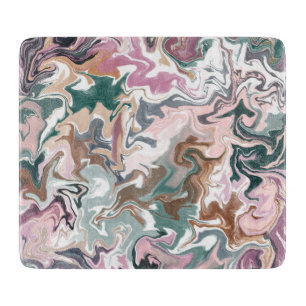 Green and Pink Marble Abstract Cutting Board 