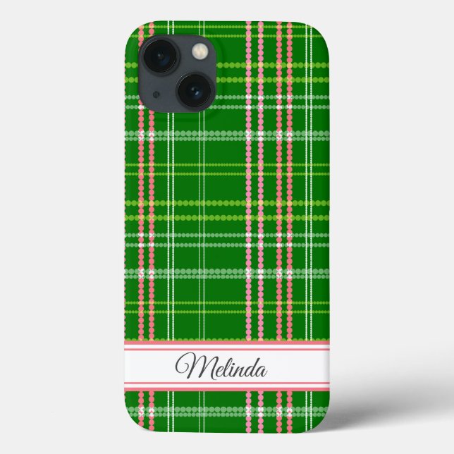 Green and Pink Modern Dots Customised Name Case-Mate iPhone Case (Back)
