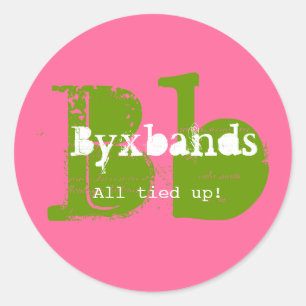 Green and Pink Monogram Business Logo Classic Round Sticker