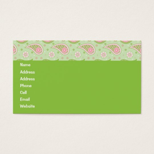 Green And Pink Paisley Profile Card