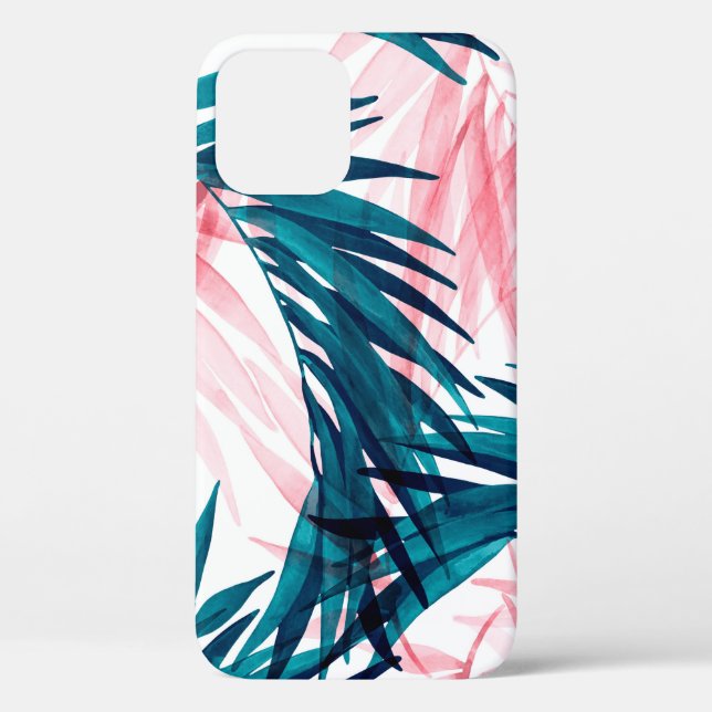 Green and pink palm leaves pattern Case-Mate iPhone case (Back)