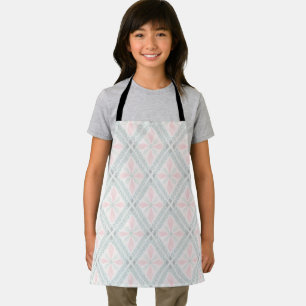 Green and pink pastel diamond pattern apron