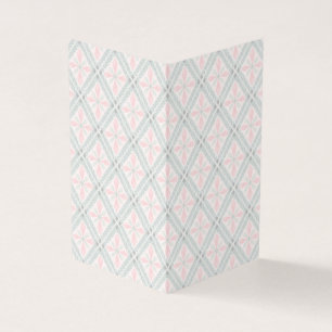 Green and pink pastel diamond pattern business card