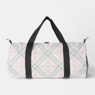 Green and pink pastel diamond pattern duffle bag
