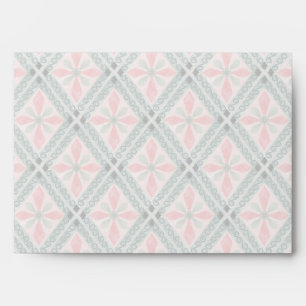 Green and pink pastel diamond pattern envelope